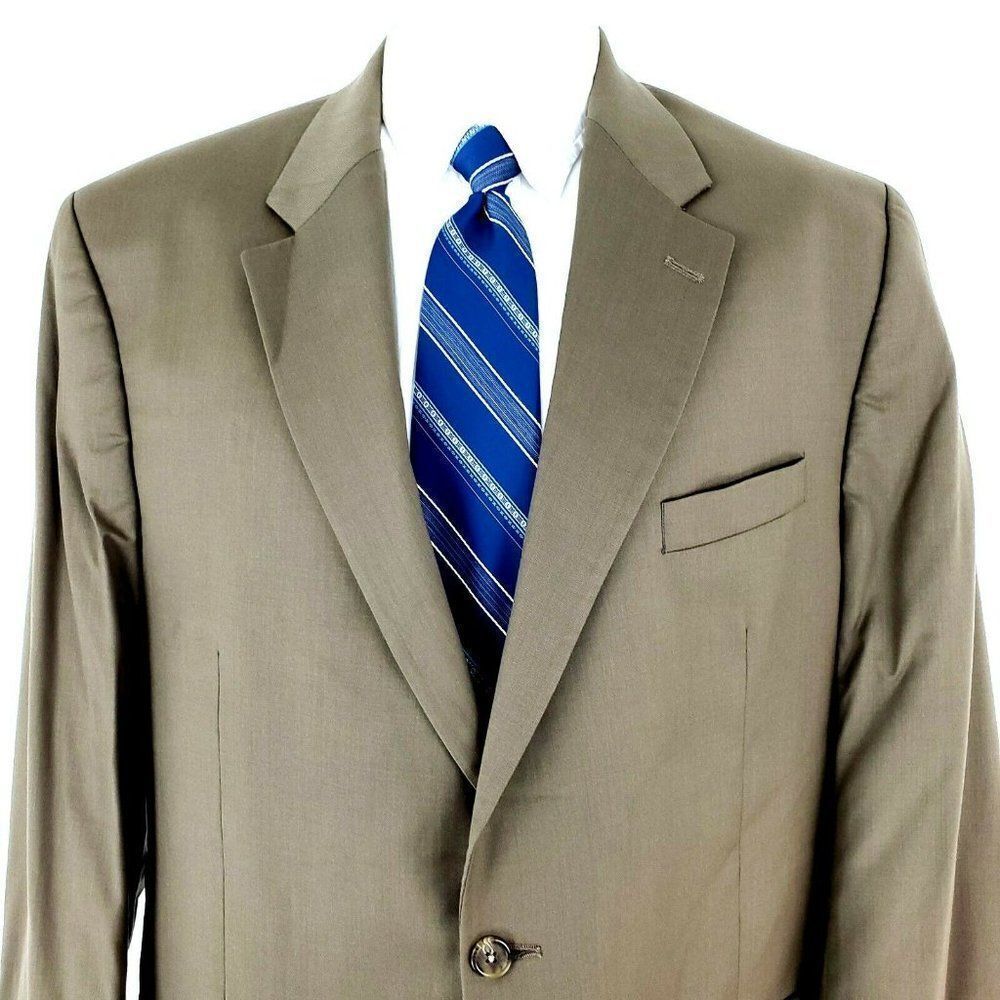 Lauren Ralph Lauren Wool 2 Button Blazer 44L Green Beige Portly Sport Coat